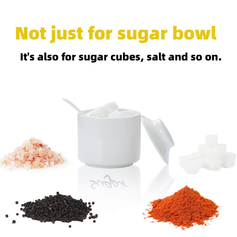ONTUBE Ceramic Sugar Bowl with Lid and Spoon,Porcelain Seasoning Box Salt Bowl,8oz - Image 5